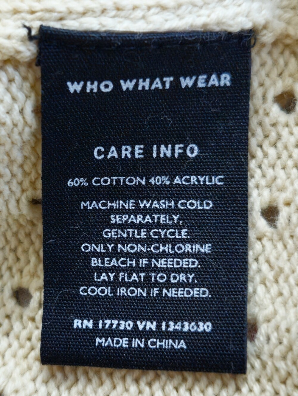 Who What Wear Cream Eyelet Knit Ruffle Sleeve Crewneck Sweater - Picture 5 of 5